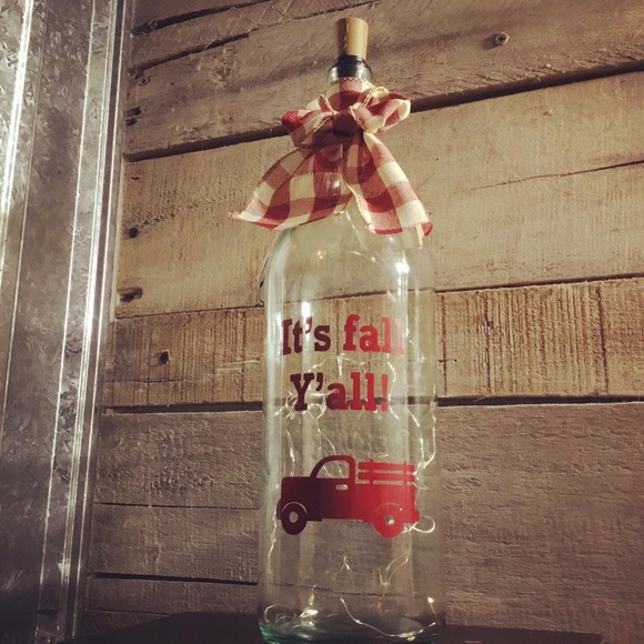 Handmade- ‘It’s Fall Y’all’ wine bottle lantern - Picture 2 of 14